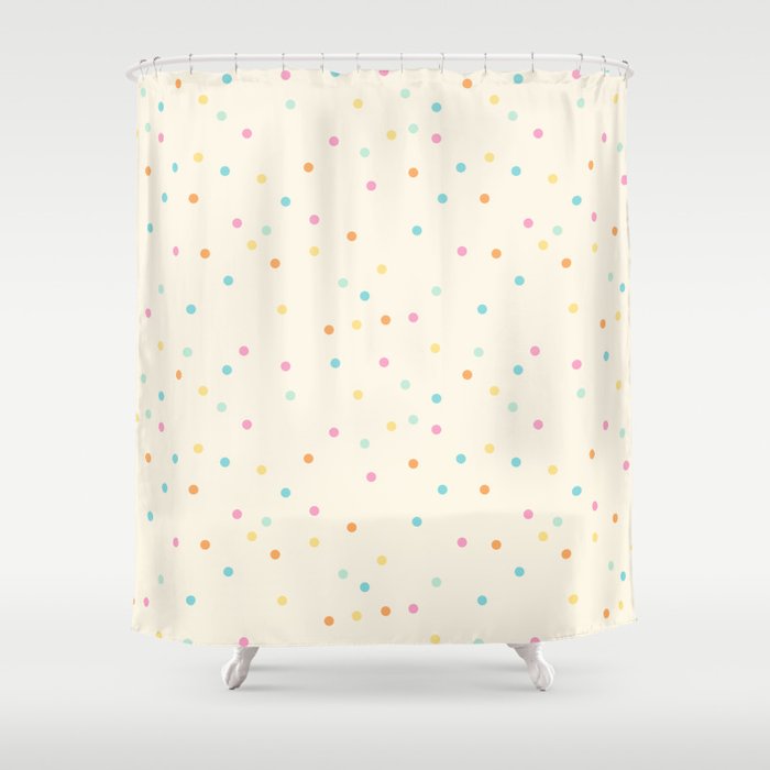 Colorful pastel dots over cream background Shower Curtain