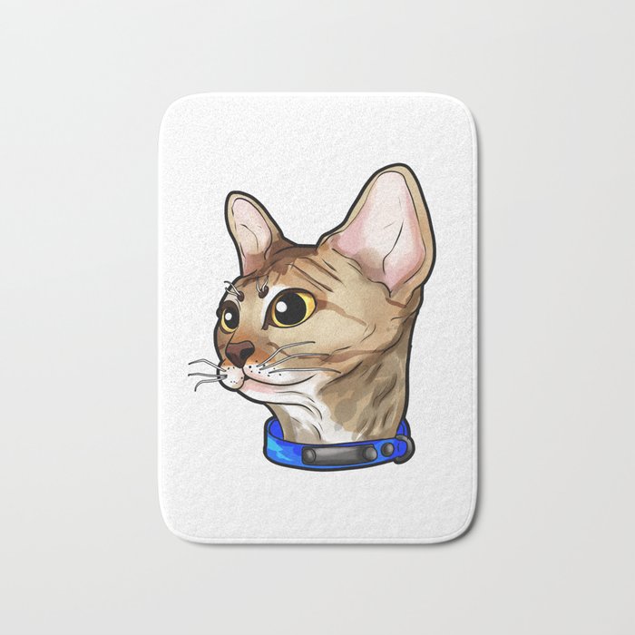 Devon Rex Cat Cats Kitty Love Sweet Cute Face Bath Mat By