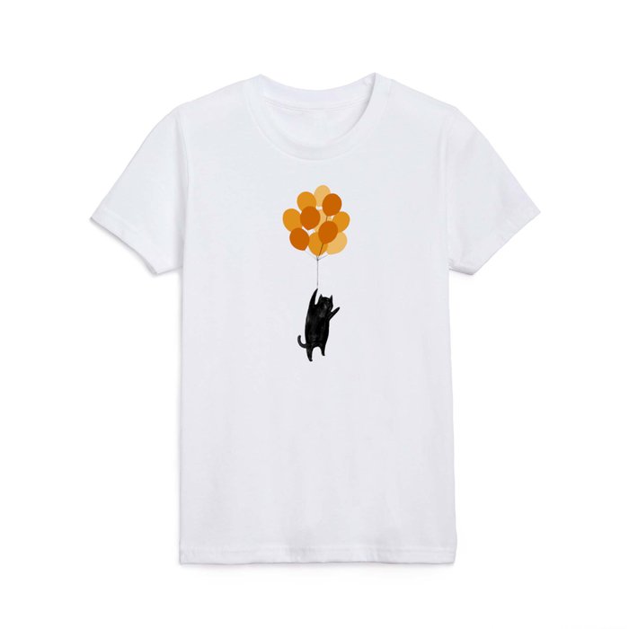 Hidden cat 41 orange balloon up Kids T Shirt