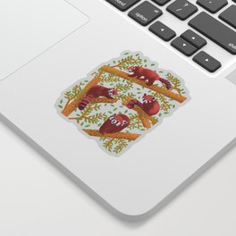  Red panda // ailurus fulgens // summer tones artwork illustration // Danni Cockerill Sticker