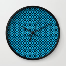 Turquoise and Black Ornamental Arabic Pattern Wall Clock