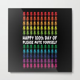 Days Of School Happy 100th Day 100 Online Class Metal Print
