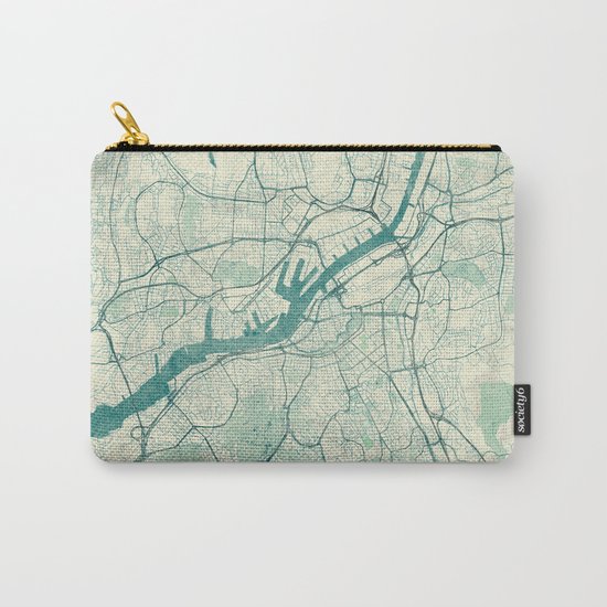 Gothenburg Map Blue Vintage Carry-All Pouch
