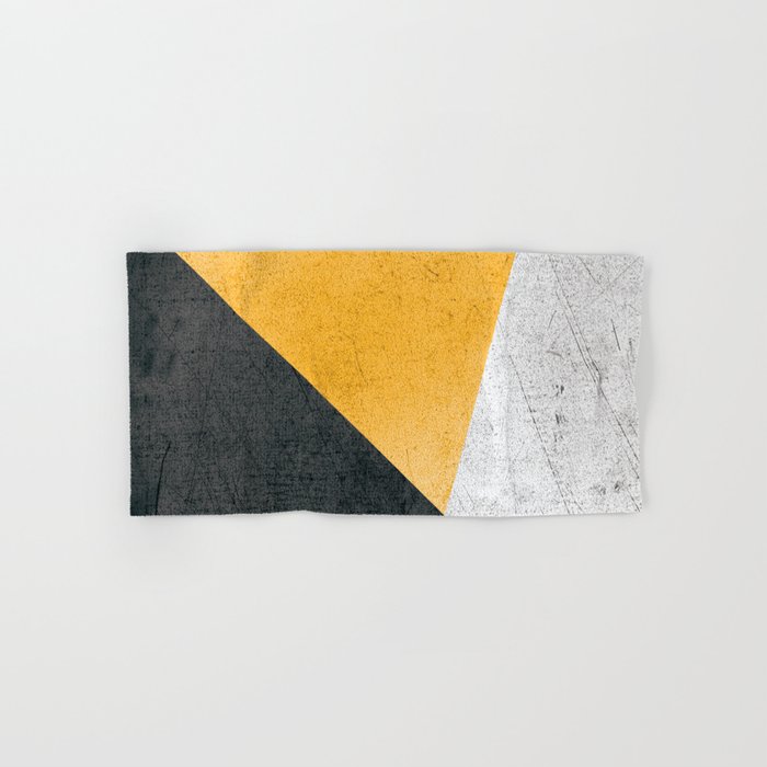 Modern Yellow & Black Geometric Hand & Bath Towel