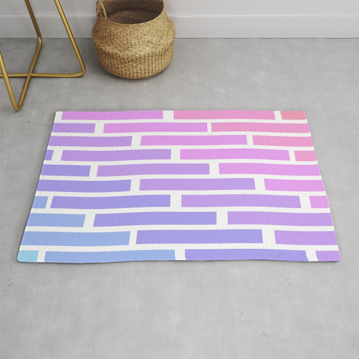 Pink ombre grid geometric pattern Rug