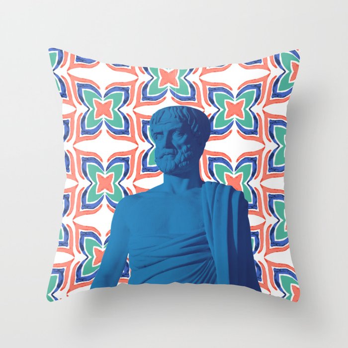 Disco Aristotle (Blue V2) Throw Pillow