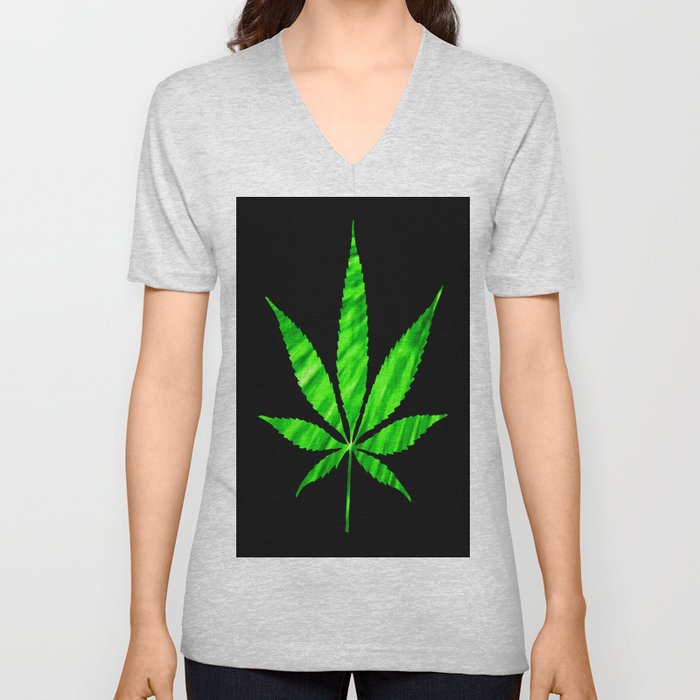 Weed : High Times Vibrant Green V Neck T Shirt