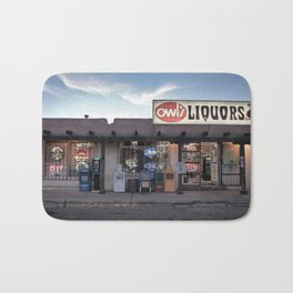 Liquor Store Santa Fe Bath Mat | Grit, Color, Photo, Newmexico, Santafe, Deserted, Americas, Liquorstore, Pueblo, Architecture 