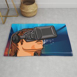 illustration of man  with headset glasses Rug