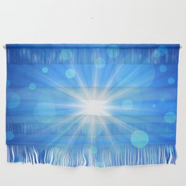 Glowing White Light on Blue Background. Wall Hanging
