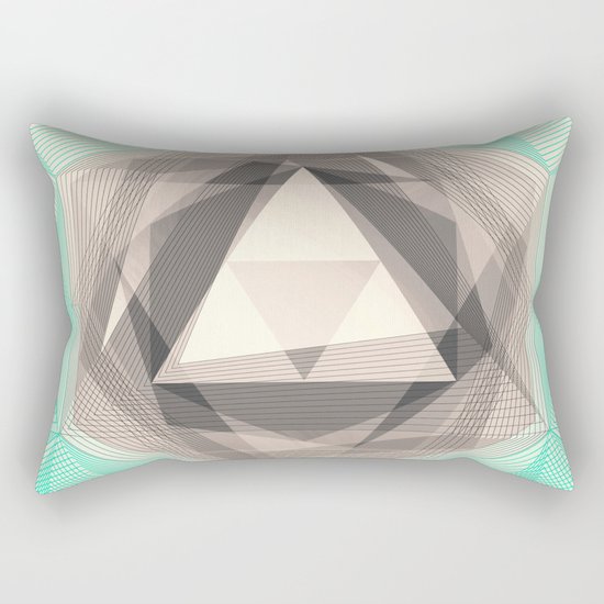 Jewel Lines 2 - Jade & Charcoal Rectangular Pillow