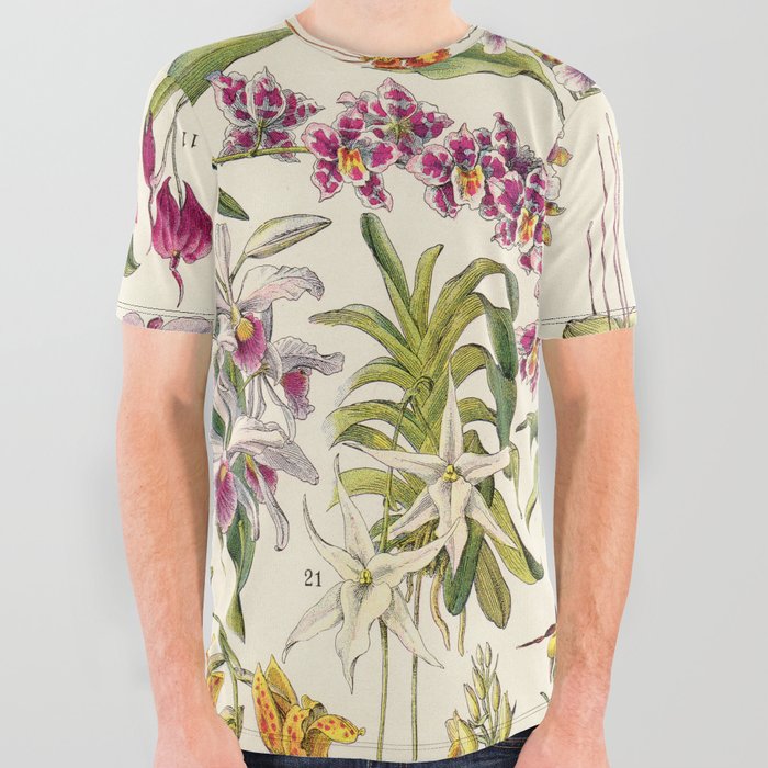 Adolphe Millot - Orchids - French vintage botanical illustration All Over Graphic Tee