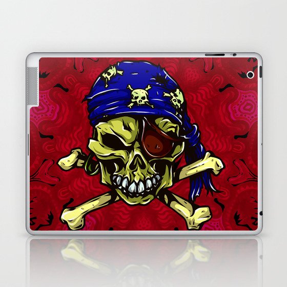 Skull and Crossbones Crimson Pirate Mandala Laptop & iPad Skin