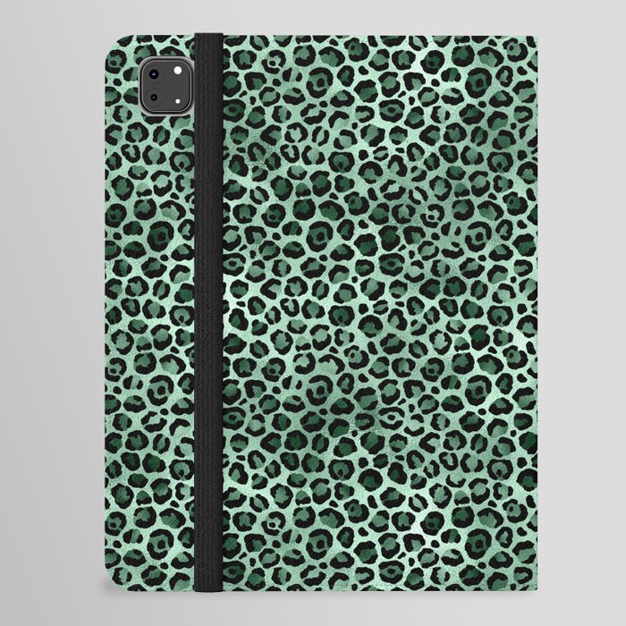 Green Metallic Leopard Pattern iPad Folio Case