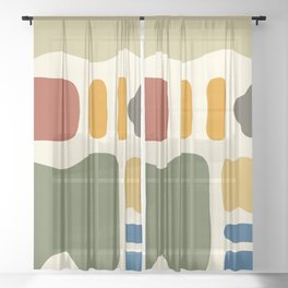Abstract shapes colorblock collection 3 Sheer Curtain