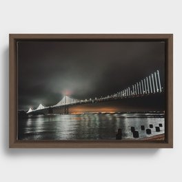 San Francisco Bay Bridge at Night Framed Canvas