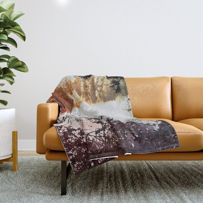 Colorful lakeshore landscape  Throw Blanket