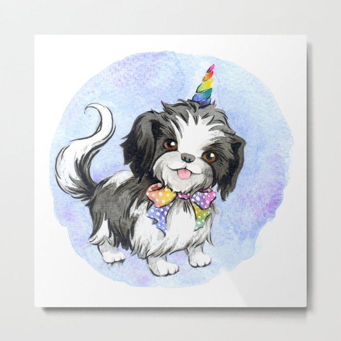 Shih tzu Unicorn Metal Print