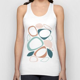 Mid Century Modern Abstract 8 Teal, Light Blue, Peach and Salmon Unisex Tank Top