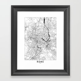 Rome White Map Framed Art Print