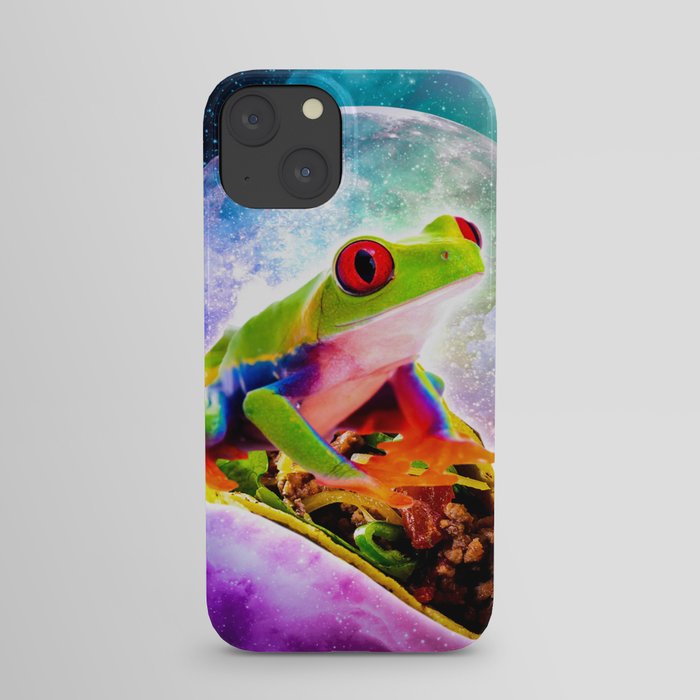 Red Eye Tree Frog Riding Taco In Space iPhone Case