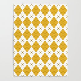 Yellow And White Seamless Argyle Pattern Poster