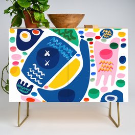 Abstract Shapes of Life Joyful Colorful Summer Decoration Pattern Art Credenza