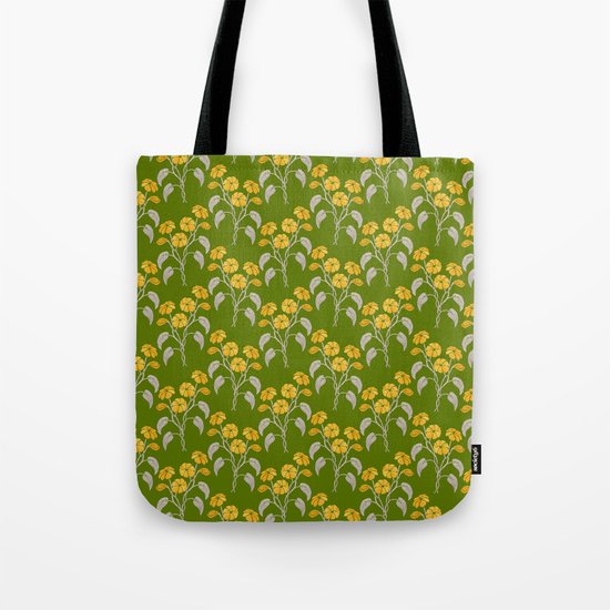 Flowers Green Pattern Tote Bag