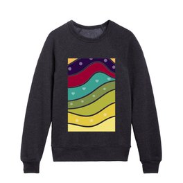 Abstract Wave With Star and Love Kids Crewneck