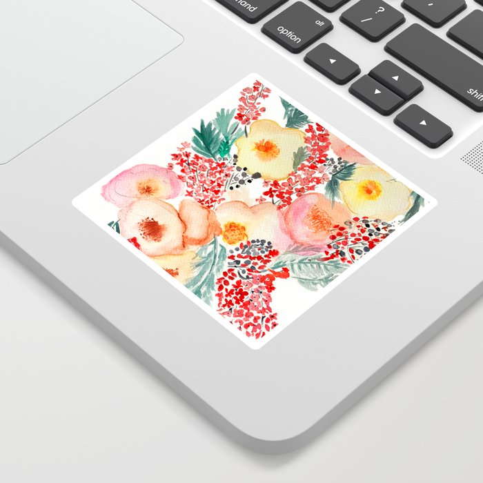 handmade watercolor bloom composition  Sticker
