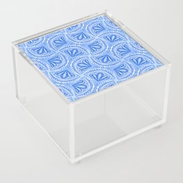 Textured Fan Tessellations in Periwinkle Blue and White Acrylic Box