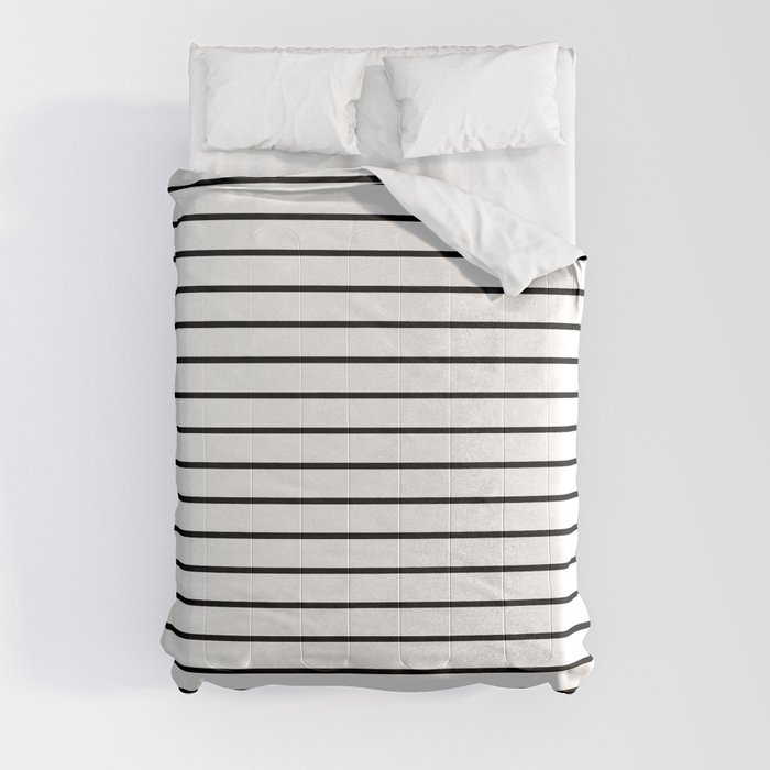 white lines, black and white stripes - striped design Comforter