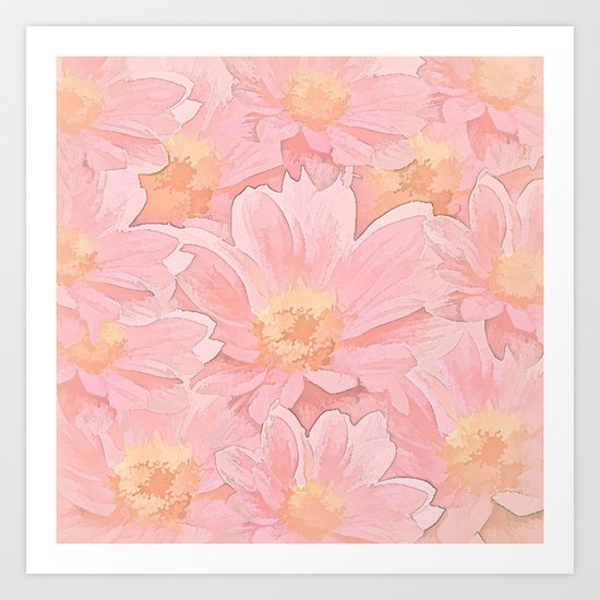 Pretty In Pink Painterly Floral Art Print