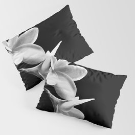 White Flowers Black Background Pillow Sham