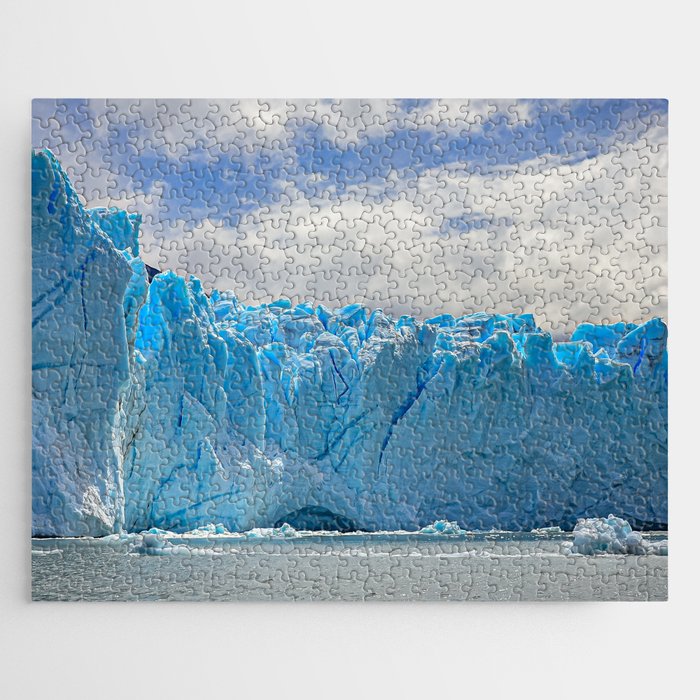 Argentina Photography - Blue Glacier Falling Into Water Jigsaw Puzzle