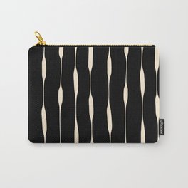 Threaded Stripes Painted Pattern in Black and Cream Carry-All Pouch