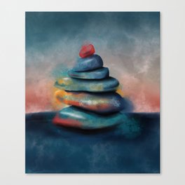 Watercolor Cairn Balancing Stones - Mountain Trail Marker Canvas Print