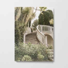 Vintage Garden Steps, France Art Print | Old French Staircase Photo | Green Botanical Photography Metal Print | Steps, Color, Garden, France, Romantic, Tree, French, Green, Photo, Nature 