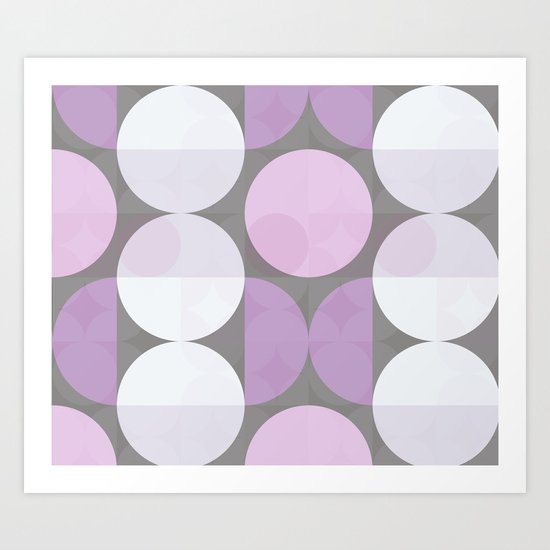 pink grey circular pattern Art Print