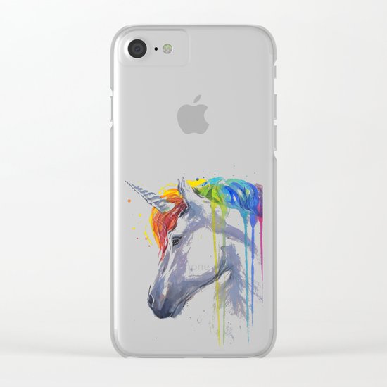 Rainbow Unicorn Watercolor Animal Magical Whimsical Animals Clear iPhone Case