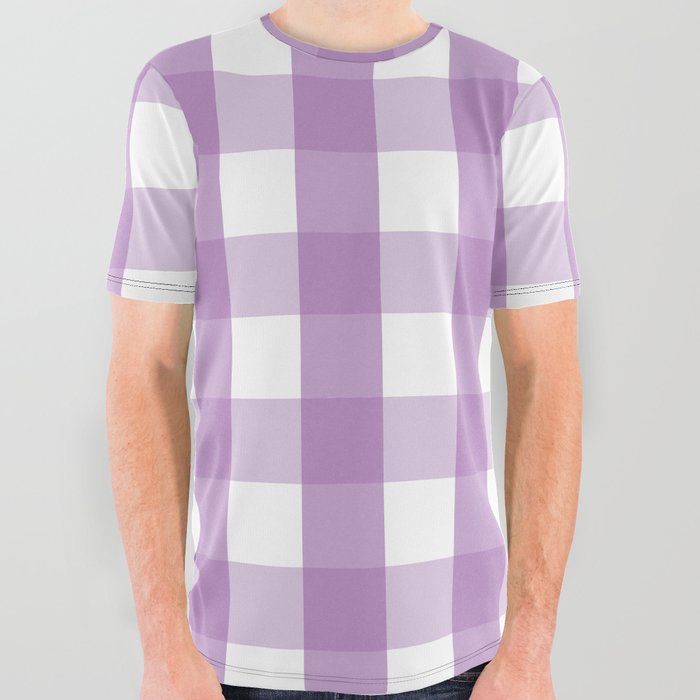 Gingham Plaid Pattern (lavender/white) All Over Graphic Tee