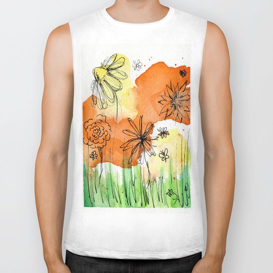 Flower Doodle 2 Biker Tank