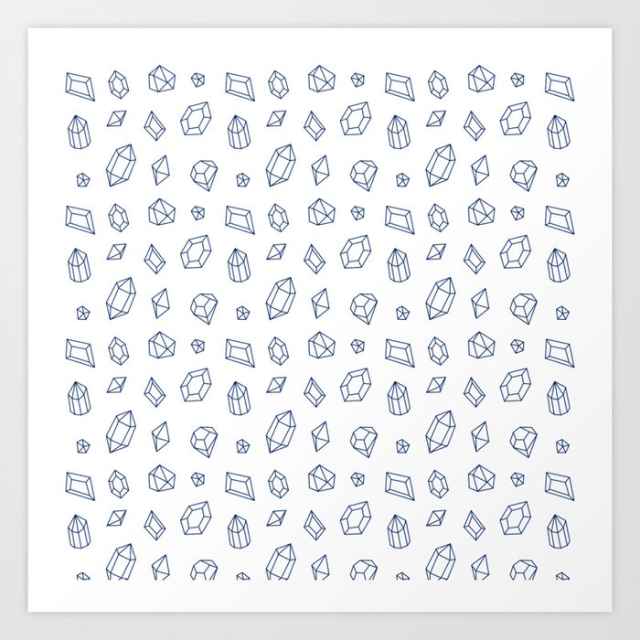 Blue Gems Pattern Art Print