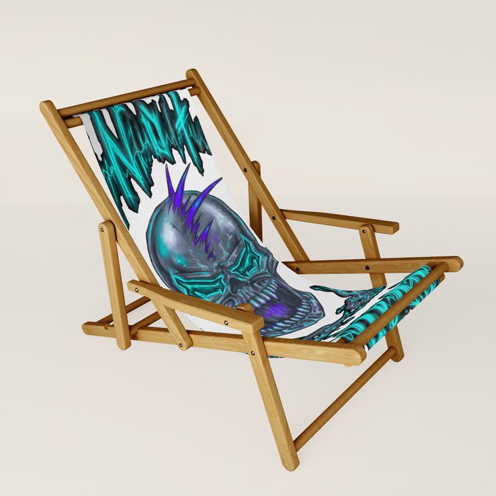 Neon skull with mohawk Sling Chair by Graffiti Brutality Society6