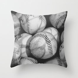 Baseballs in Black and White Throw Pillow