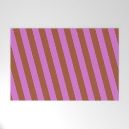 [ Thumbnail: Orchid and Sienna Colored Stripes/Lines Pattern Welcome Mat ]