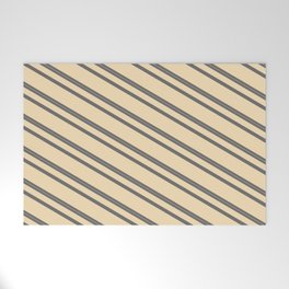 [ Thumbnail: Dim Gray & Tan Colored Striped/Lined Pattern Welcome Mat ]