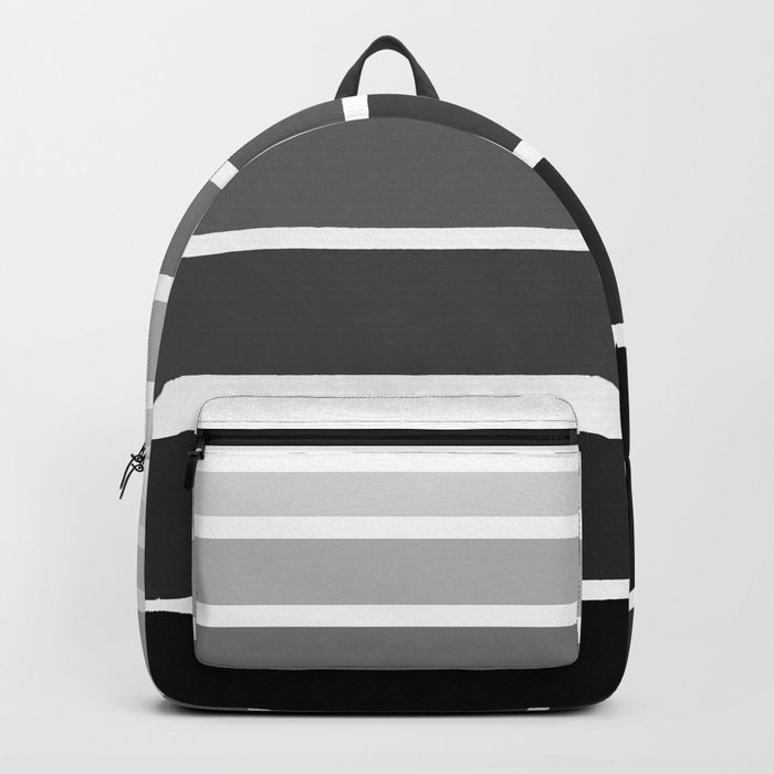 Black, Grey, White Striped Ombre Gradient  Backpack