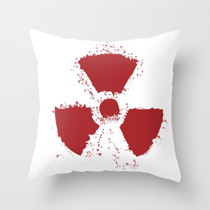 Splatter Radioactive Warning Symbol Throw Pillow