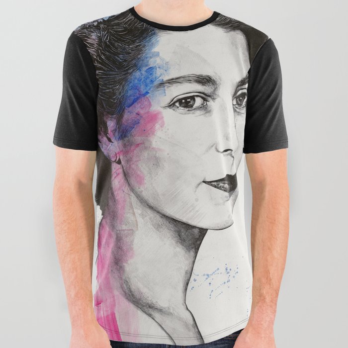 Young Queen Elizabeth II street art portrait All Over Graphic Tee